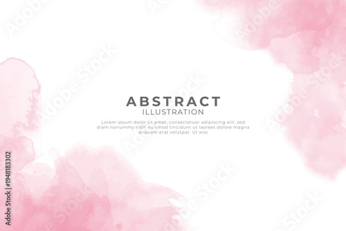 Abstract background with pink watercolor blobs and text