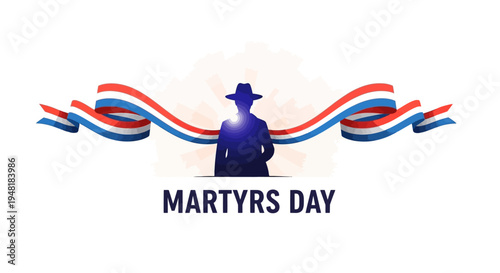 Illustration of a patriotic silhouette with a bird and wavy ribbons celebrating Martyrs Day in India with a symbol of patriotism and tribute