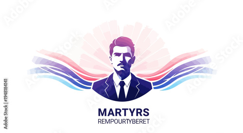 Illustration of a patriotic silhouette man in a suit with a stylized Indian flag background celebrating Martyrs Day in India