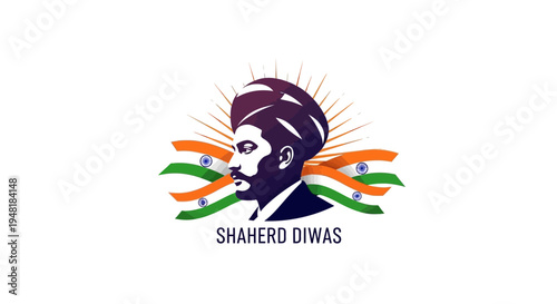Illustration of a patriotic silhouette with an eagle and Indian flag colors for Shaheed Diwas tribute in a vector art style
