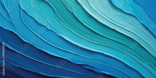 An abstract blue and green paint texture swirls over a stacked pile of old newspapers and office documents to create a professional media background