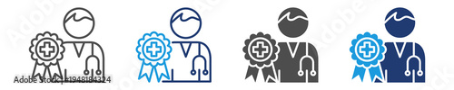 health professionals icon set multiple style