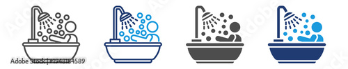 bathing icon set multiple style