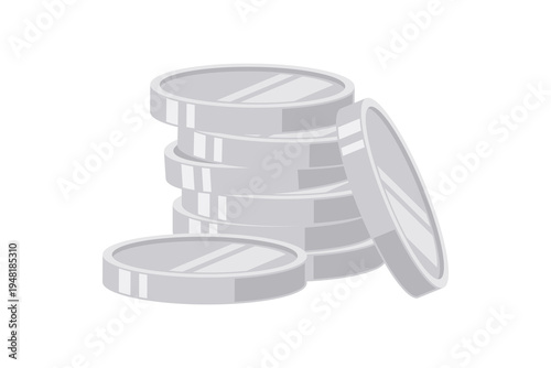 Stacks of Silver Coins Illustration. Illustration of silver coins stacked