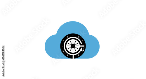 Cloud storage data security icon.