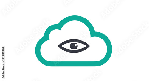 Cloud with eye symbol icon.