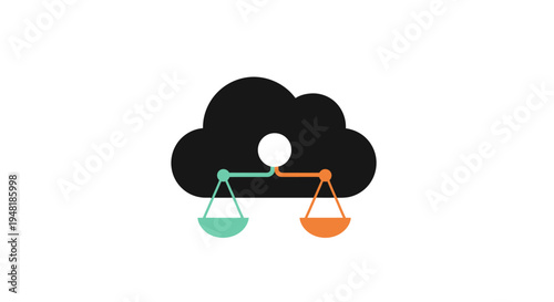 Foto Cloud with balance scales icon symbol.