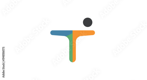 Colorful abstract letter T symbol.