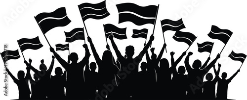 protest, crowd, people, flags, demonstration, rally, protestors, silhouette, activism, revolution, freedom, protest, march, political, movement, unity, resistance, social, protester, illustration