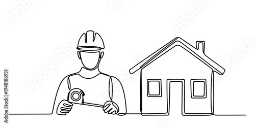 Continuous Line Drawing of Astronomical Telescope on Stand for Space Science Exploration and Astronomy Hobby Discovery Concept