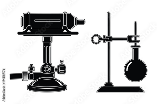 Bunsen burner and flask
