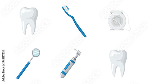 Dental Hygiene and Dentistry Tools Collection Vector Illustration