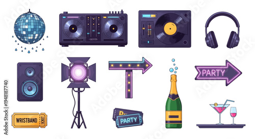 Party Accessories and Dj Equipment for a Lively Music Celebration