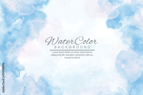 Watercolor background with textured blue and white pattern
