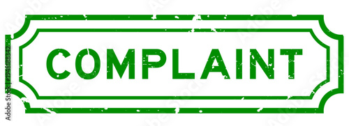 Grunge green complaint word rubber seal stamp on white background