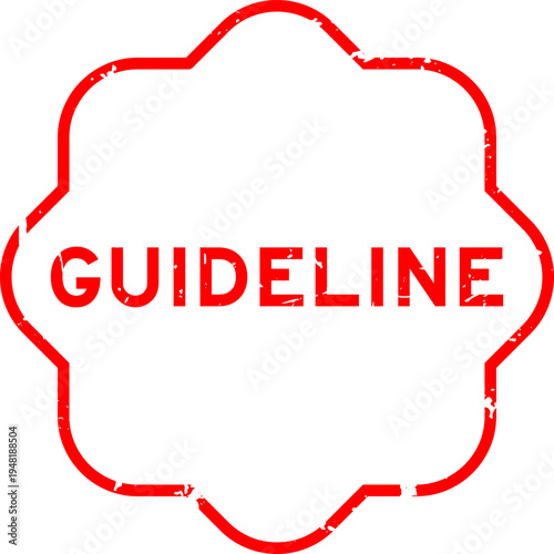 Grunge red guideline word square rubber seal stamp on white background
