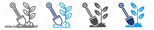 gardening icon set multiple style