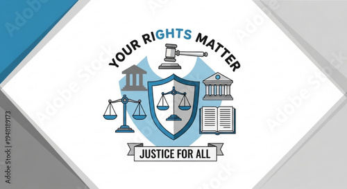 Justice and law concept with shield scales gavel and building icons on white background