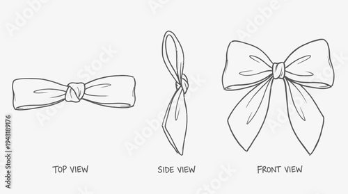 Elegant Black And White Bows In Three Different Perspectives