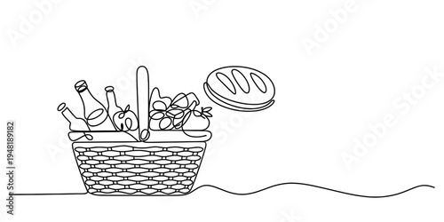 One Line Drawing of Graduation Cap on Laptop Computer for E-learning Online Education and Digital Webinar Concept