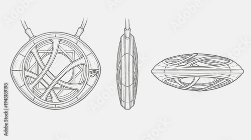 Detailed Draving of the Eye of Agamotto Amulet