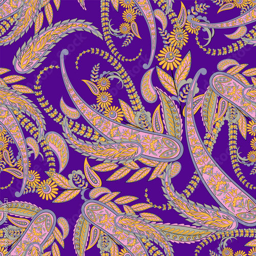Vector textile print. Seamless Design for covers, fabrics, textiles, wrapping paper. Vector pattern Paisley Indian motifs and decorative floral elements