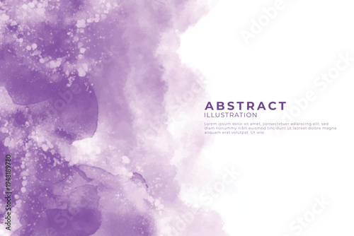 Purple watercolor abstract art design with text overlay