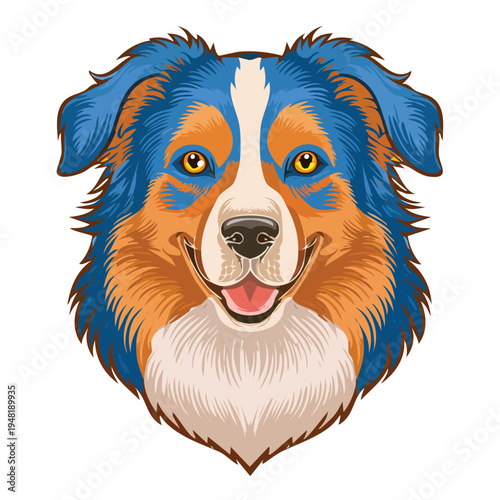 Colorful dog portrait illustration isolated on white background for design