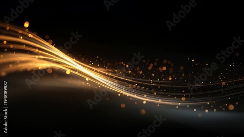 Abstract Golden Light Trails with Soft Bokeh Particles