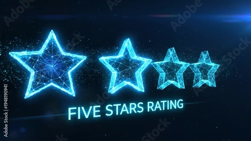 Digital Five Stars Rating with Glowing Neon Effect