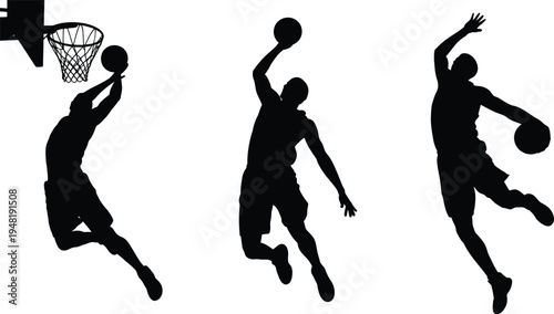 Dancing silhouettes of athletes playing various sports in action vector illustration