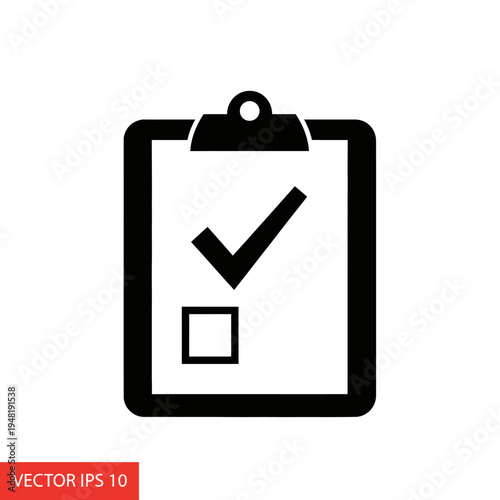 Check mark on clipboard icon.