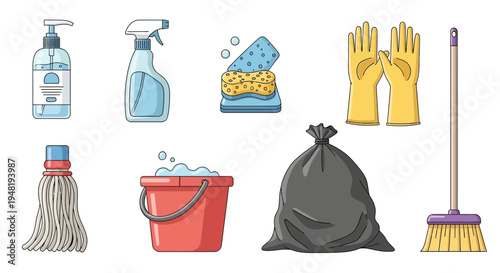 Cleaning Supplies Set for Various Household Chores