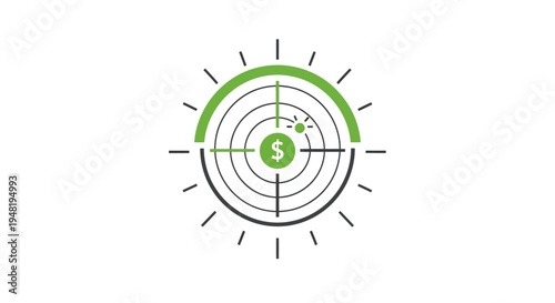 Green dollar sign target logo symbol.