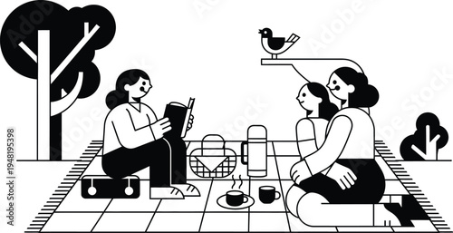 women having picnic in park