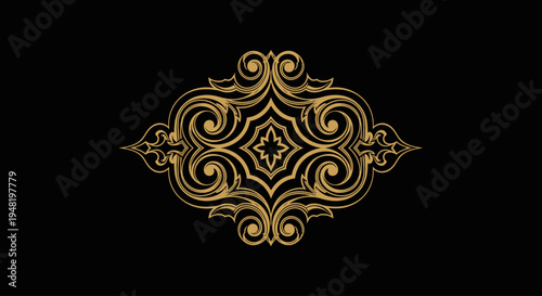 Golden ornate decorative design element.