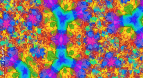 Vibrant Abstract Kaleidoscope Pattern - Psychedelic Rainbow Colors