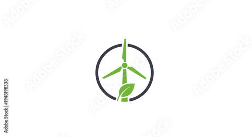 Green Wind Turbine Renewable Energy Logo.