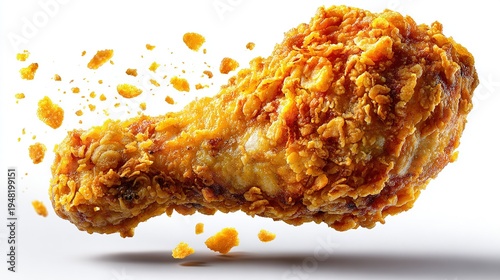 Crispy Chicken Delight: A delectable, golden-brown chicken drumstick, freshly fried and radiating an irresistible aroma, evokes a sense of pure culinary bliss.