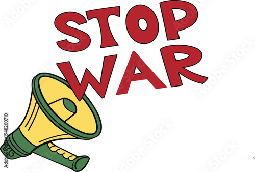 Megaphone with Stop War Slogan