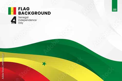 Senegal flag ribbon banner template for independence day on white