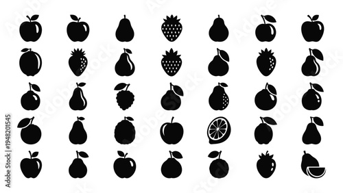 Comprehensive analysis of various fruit icons in a grid layout