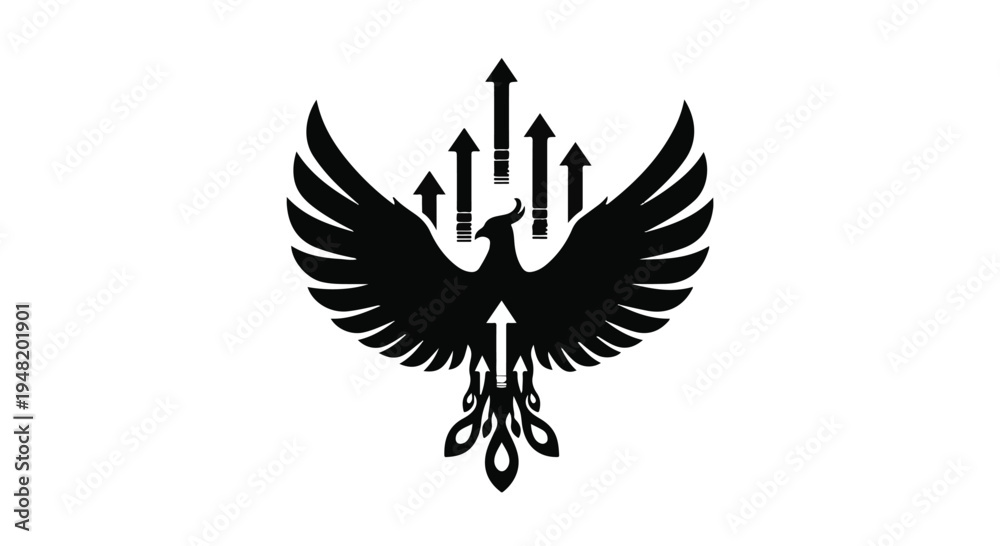 Fototapeta premium black eagle logo with arrows