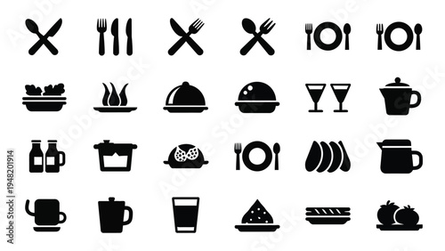 A comprehensive collection of restaurant and food icons for various uses in design and digital media