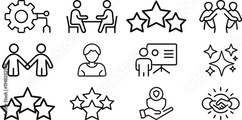 Black line of business teamwork and partnership