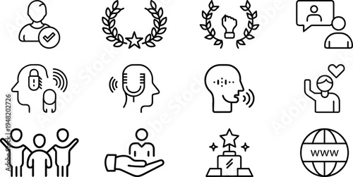 Black line of people communicating and connecting