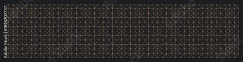 Geometric lines pattern background gold on black for banners, textiles and interior design.