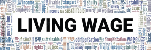 Living Wage word cloud conceptual design isolated on white background.