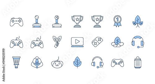 Gaming and nature icon set