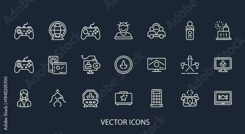 Gaming and technology vector icon set